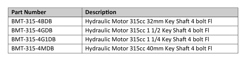 Hydraulic Motor 315cc 1 1/4 Key Shaft 4 bolt Fl